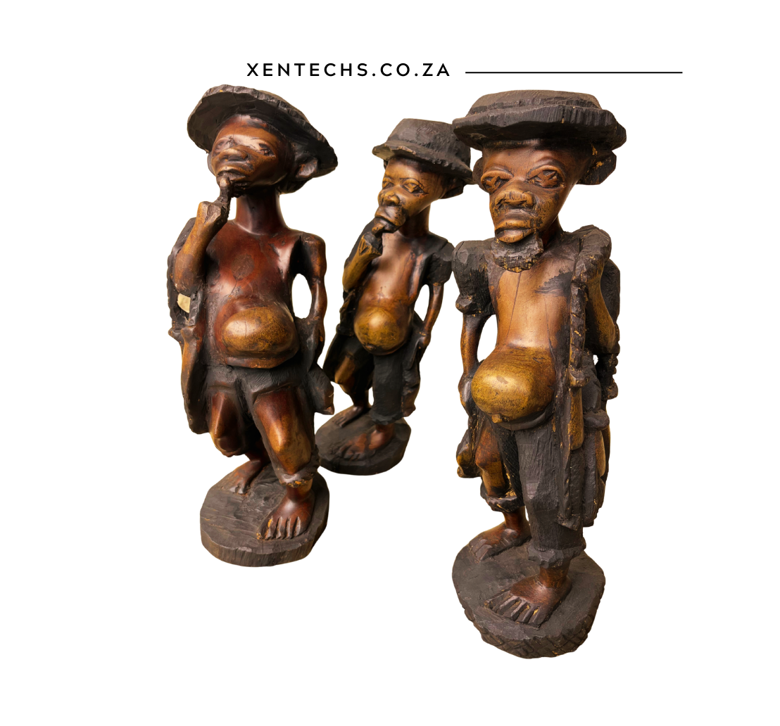 The Elder’s Counsel – Hand-Carved Wooden Sculpture Trio